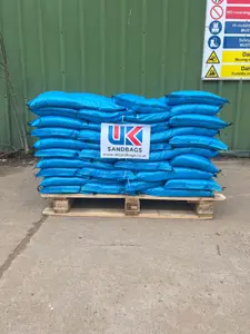 30 Filled blue polypropylene sandbags