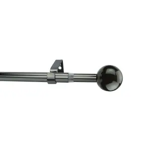 GoodHome Kilmos Gloss Black Nickel effect Extendable Ball Curtain pole Set, (L)2000mm-3300mm (Dia)19mm