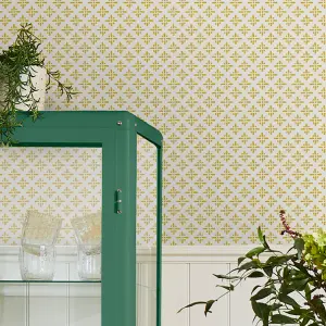 Joules Yellow Geometric Smooth Wallpaper Sample