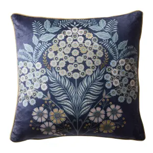 Evelina Geometric Floral Velvet Filled Cushion