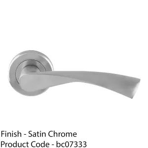 PAIR Angular Twisted Door Handle On Round Rose Concealed Fix Satin Chrome