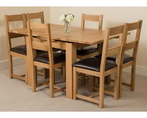 Richmond 90cm - 150cm Square Oak Extending Dining Table and 6 Chairs Dining Set with Lincoln Chairs