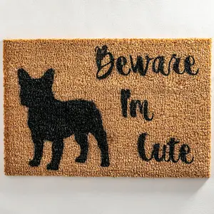 Beware I'm Cute French Bulldog Doormat