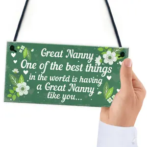 Red Ocean Great Nanny Plaque Hanging Sign Grandparent Gifts From Grandchildren Keepsake Birthday Christmas THANK YOU