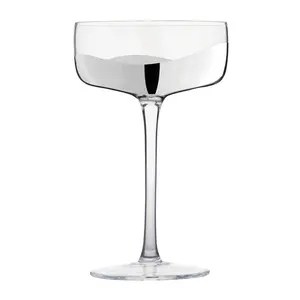 Wave Champagne Saucers (Set of 2) Clear/Silver