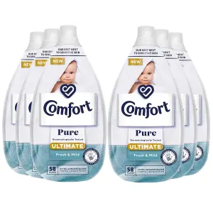 Comfort Ultra Concentrated Pure Fabric Conditioner Fresh & Mild 870ml, 58W, 6pk