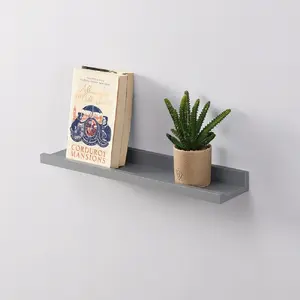 2 Piece Floating Shelf Grey / 4cm H x 48cm W x 10cm D