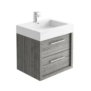 Walker 600mm Single Bathroom Vanity with Integrated Resin Basin Grey Ash