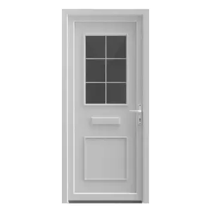 Fortia Mindil Clear Glazed White LH External Front Door set, (H)2085mm (W)920mm