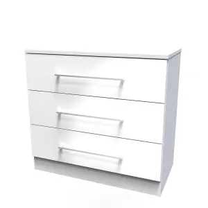 Chester 3 Drawer Chest in White Gloss (Ready Assembled)