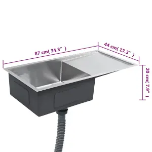 Berkfield Handmade Kitchen Sink with Strainer Stainless Steel