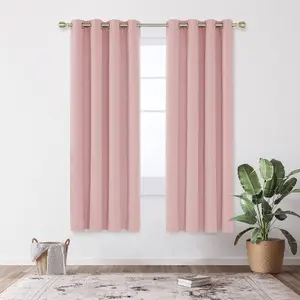 Deconovo Eyelet Curtains Energy Saving Curtains Thermal Insulated Curtains Blackout Curtains W52 x L45 Inch Coral Pink Two Panels