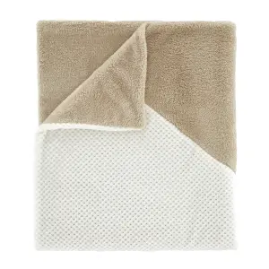 Catherine Lansfield Cosy Larsson Geo Fleece 130x170 cm Blanket Throw Natural