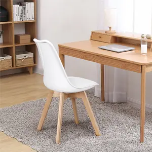 Yaheetech Pack of 4 White Dining Chairs with Beech Wood Legs