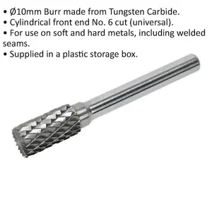 10mm Tungsten Carbide Rotary Burr Bit for Engraving and Metalworking