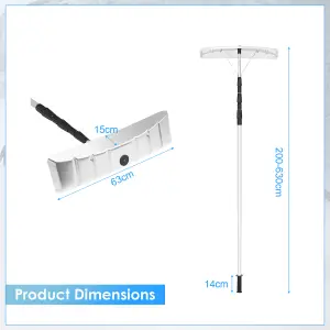 Costway Aluminum Snow Roof Rake 200cm to 630cm Telescoping Snow Removal Tool w/ Blade