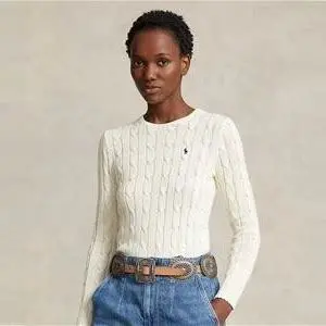 Polo Ralph Lauren - Cable-Knit Cotton Crewneck Jumper - Womens - Cream - Size L