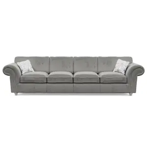 Windsor 4 Seater Silver Sofa - Silver Feet