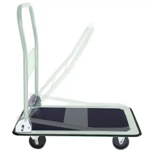 Folding Trolley - 2 fixed, 2 swivel wheels, 150 kg load capacity, 73 x 47 cm load bed - white