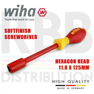 Wiha Hex Driver Screwdriver 1000v VDE Electrician 11mm SoftFinish Grip 00862