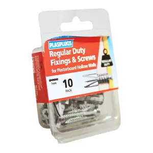 Plasplug Regular Duty Fixings And Screws (Pack Of 20) Silver (7mm)