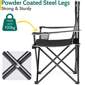 Folding Camping Chair Lightweight Portable With Cup Holder Fishing Outdoor Black Trail