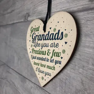 Red Ocean Great Grandad Card Birthday Christmas Gifts Wooden Heart Grandad Ornament Grandparent Gifts