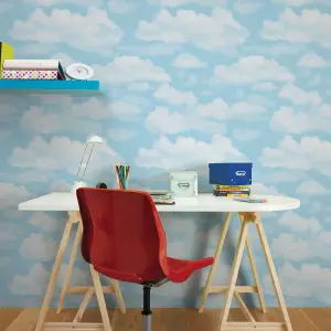 Fresco Cloud Nine Sky Print Blue / White Wallpaper