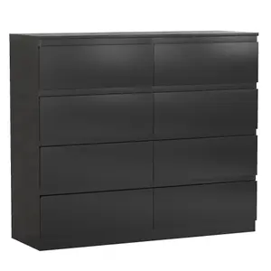 Vida Designs Denver Black 8 Drawer Chest (H)955mm (W)1200mm (D)400mm