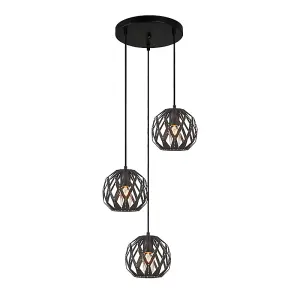 Luminosa Hilo Modern 3 Light Cluster Pendant Ceiling Light, E27