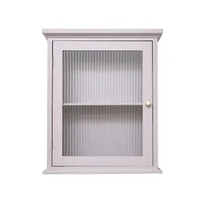 Melody Maison Pink Reeded Glass Fronted Wall Cabinet