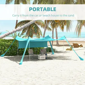 Outsunny Beach Tent Shelter with A Detachable Sidewall, 3 x 3(m), Sky Blue