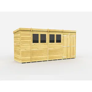 DIY Sheds 14x4 Pent Shed - Double Door With Windows