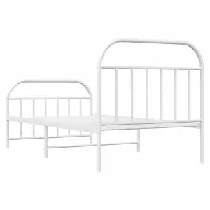 Berkfield Metal Bed Frame with Headboard and Footboard White 107x203 cm