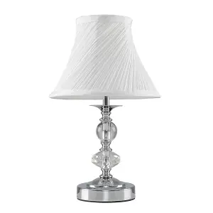 ValueLights Jaigier Modern Polished Chrome Touch Table Lamp with White Pleated Shade