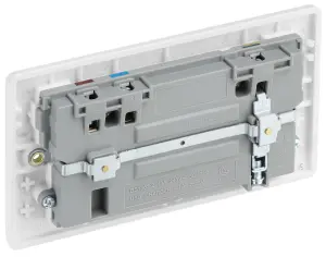 LAP White Double 13A Raised slim Switched Screwed Socket with USB, x2 & White inserts