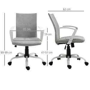 Vinsetto Home Office Linen Chair Swivel Computer Desk Task Chair, Light Grey