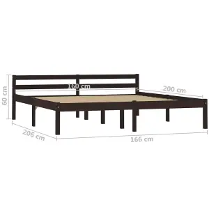 Berkfield Bed Frame Dark Brown Solid Pine Wood 160x200 cm