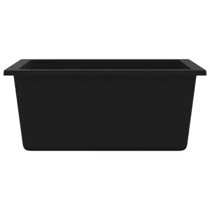 Berkfield Kitchen Sink with Overflow Hole Black Granite