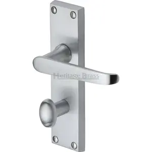 Heritage Door Handle for Bathroom Victoria Design (Set of 2) Satin Chrome