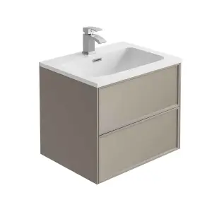 Jenner Light Grey Wall Hung Vanity Unit & Basin Set (W)600mm (H)500mm