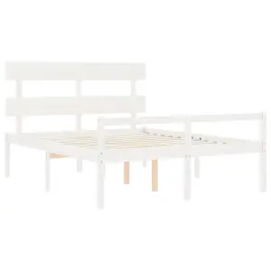 Berkfield Bed Frame with Headboard White 160x200 cm Solid Wood