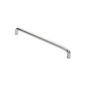 2x Round D Bar Cabinet Pull Handle 202 x 10mm 192mm Fixing Centres Chrome