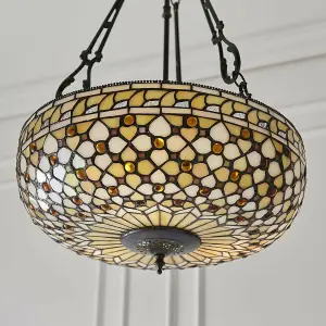 Tiffany Glass Hanging Ceiling Pendant Light Dark Bronze 450mm Lamp Shade i00140