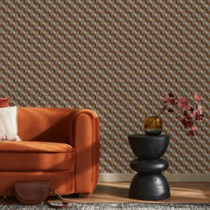 Sublime Vintage Geometrics Brown Geometric Wallpaper