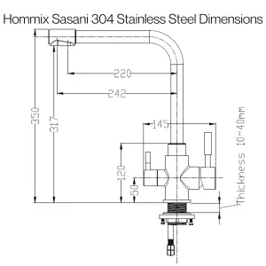 Hommix Ultra UF & Softening Drinking Water Filter with Sasani 304 Stainless Steel