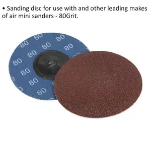 10 Pack of 75mm Quick Change Mini Sanding Discs - 80 Grit Aluminium Oxide for Smooth Finishing