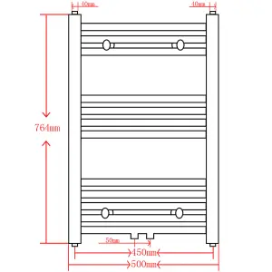 Grey Bathroom Central Heating Towel Rail Radiator Straight 500x764mm