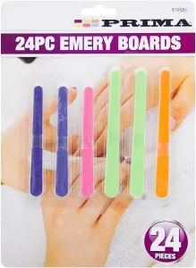 24Pc Nail Files Medium Fine Grit Emery Board Buffing Manicure Beauty Tools