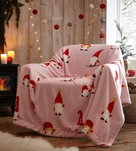 Christmas Gonks Fleece Throw Pink 130 x 170cm